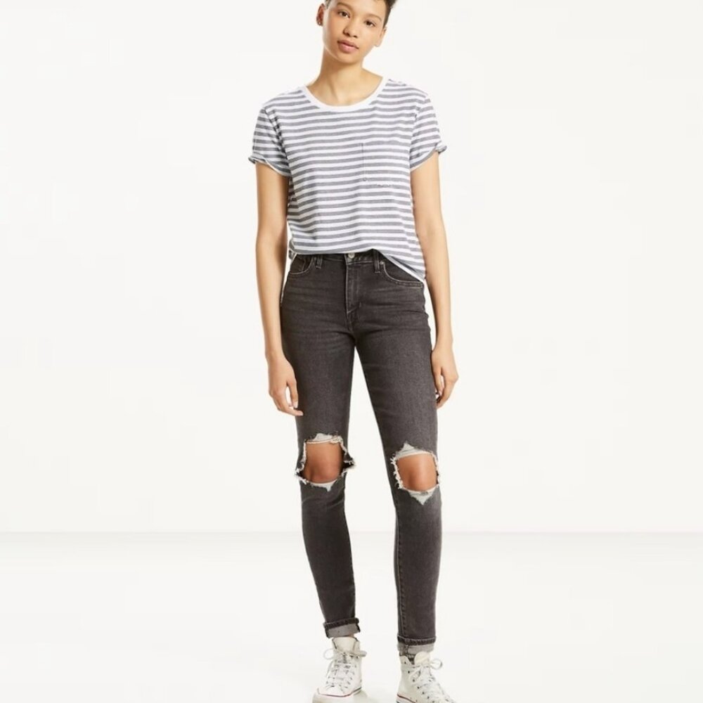 Levi's 721 High Rise Skinny Jeans Black Wash Size 31